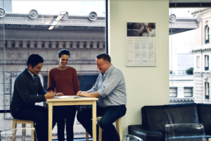 CEO of Fond, Taro Fukuyama, developing a custom recognition plan with employees.