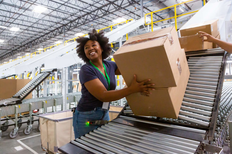 cheerful warehouse worker